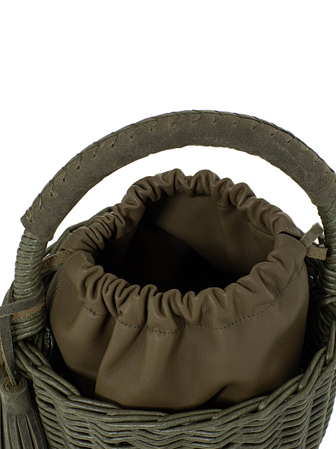 Маленькая сумка-корзина цвета хаки с мешочком из кожи, 4 Маленькая сумка-корзина цвета хаки с мешочком из кожи, 4