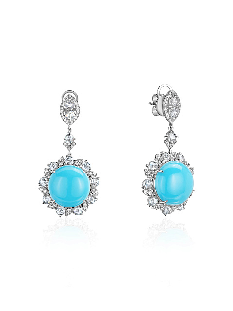 Серьги из белого золота с бирюзой и бриллиантами, 1
