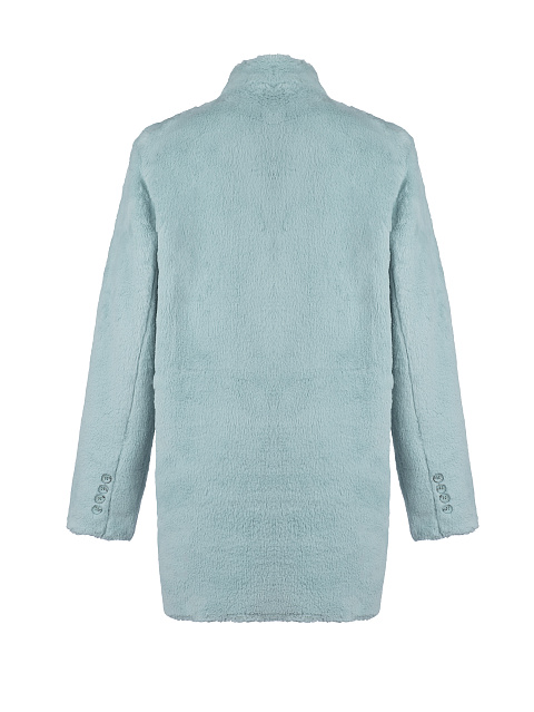 Бирюзовый однобортный жакет из эко-меха, 2