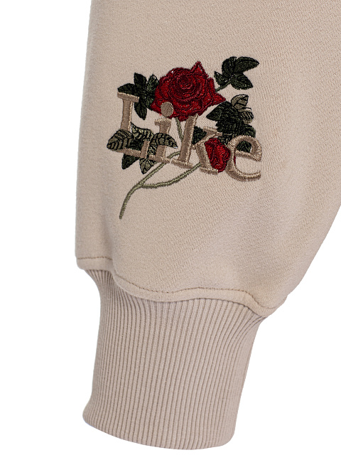 Бежевый спортивный костюм из футера с вышивкой, 5