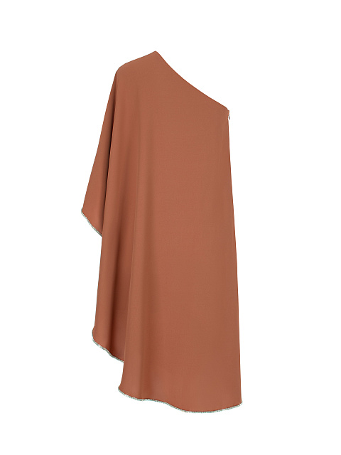 Коричневое асимметричное платье-миди со стразами, 2