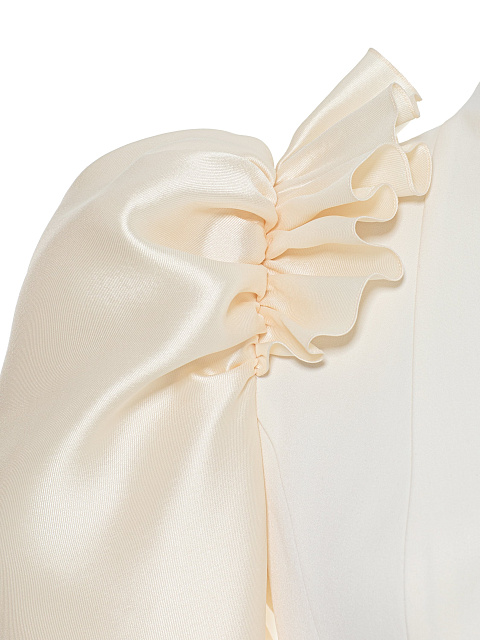 Молочный костюм-двойка с объемными рукавами, 11