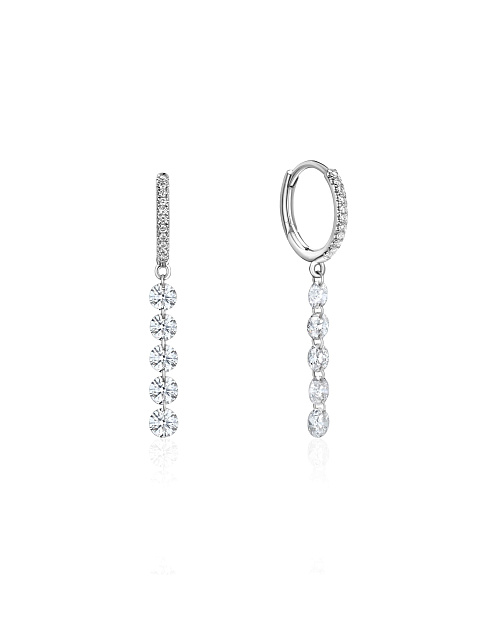 Хупсы из белого золота с бриллиантами, 1 Хупсы из белого золота с бриллиантами, 1