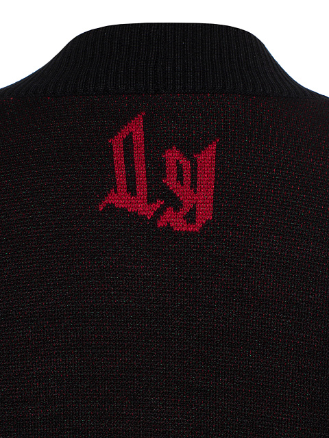 Черный трикотажный кардиган с рябиной, 4