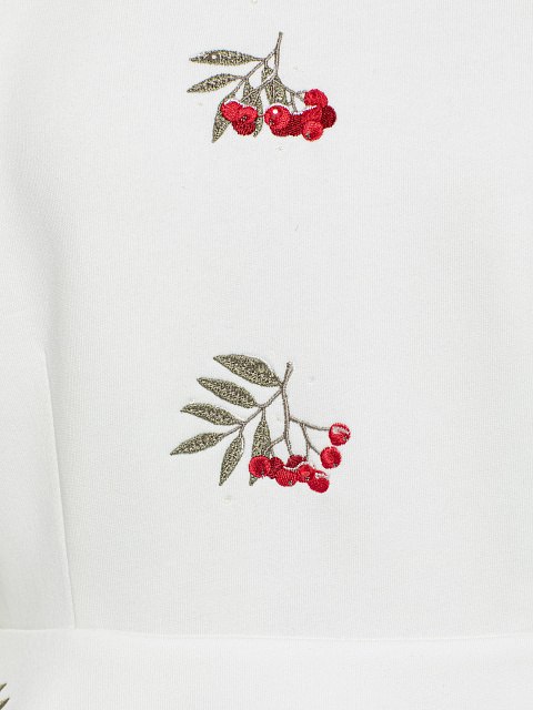 Белая толстовка с баской и вышивкой в виде рябины, 3