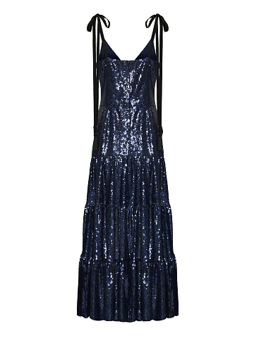 Синее платье-сарафан в пайетках, 2
