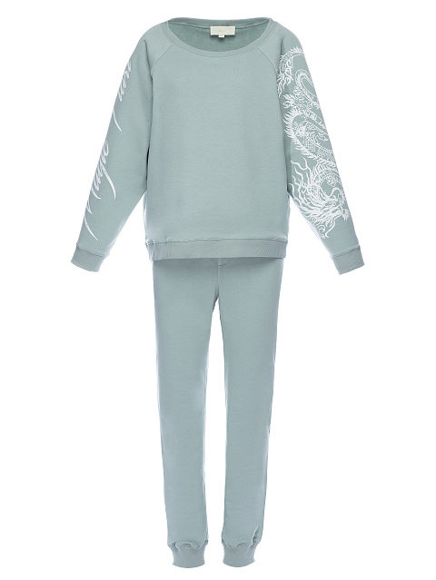 Костюм из  трикотажа "снежная мята", рукав реглан, манжеты на резинке, принт на рукавах, 4