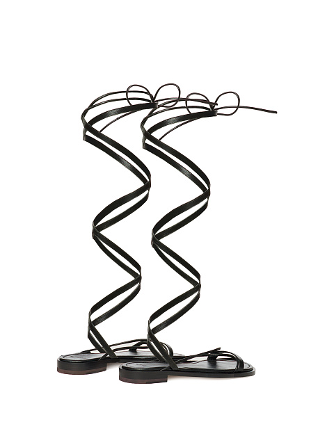 Высокие сандалии из черной кожи с завязками, 3 Высокие сандалии из черной кожи с завязками, 3