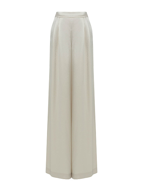 Бежевый костюм-двойка из топа с пайетками и брюк из шелка, 6