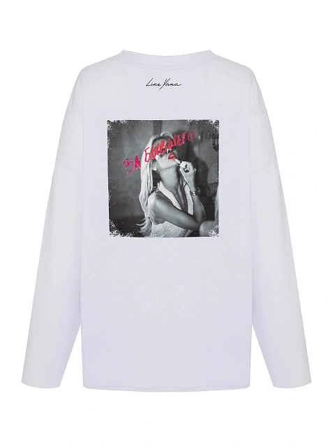 Белый хлопковый лонгслив с принтом «Кто теперь кому не пара», 2