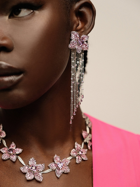 Серьги-трансформеры из палладиевого золота со шпинелью и бриллиантами, 5