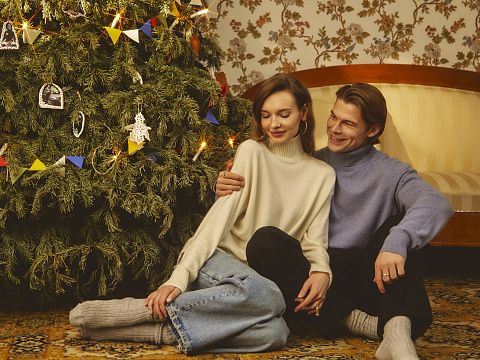 Мужской голубой кашемировый свитер с высоким горлом, 6 Мужской голубой кашемировый свитер с высоким горлом, 6