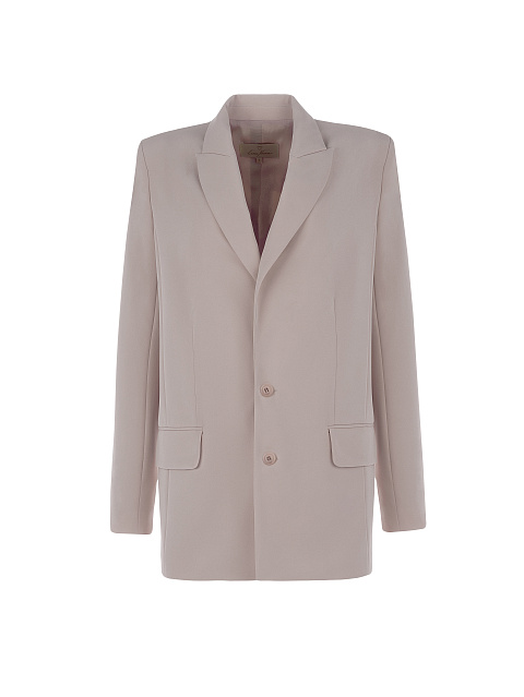 Пудрово-розовый однобортный жакет прямого кроя, 1