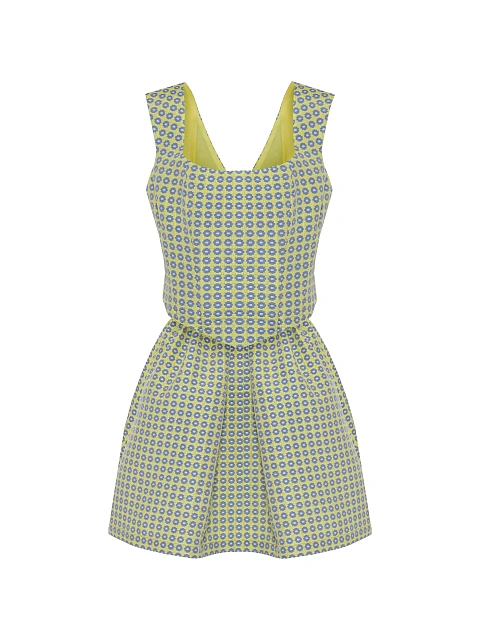 Желтый комплект с юбкой-мини из жаккарда, 1 Желтый комплект с юбкой-мини из жаккарда, 1