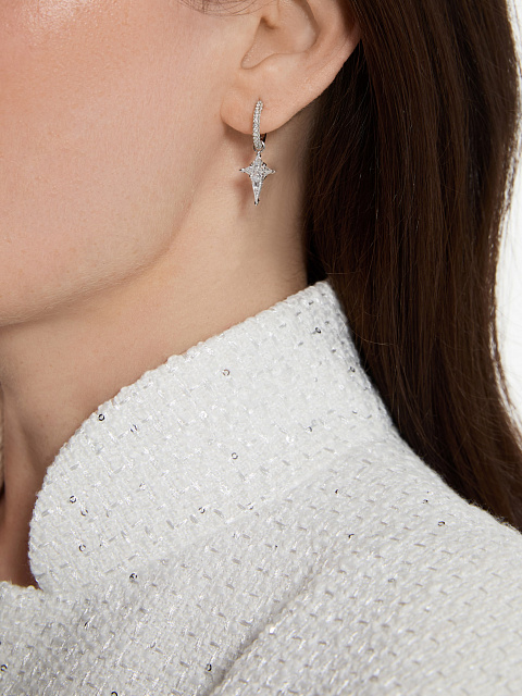 Хупсы из белого золота с бриллиантами, 2 Хупсы из белого золота с бриллиантами, 2