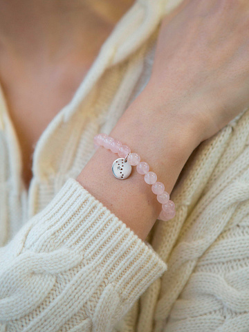 Браслет из розового кварца и серебра, 2