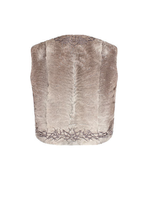 Бежевый жилет из каракуля с вышивкой, 2 Бежевый жилет из каракуля с вышивкой, 2