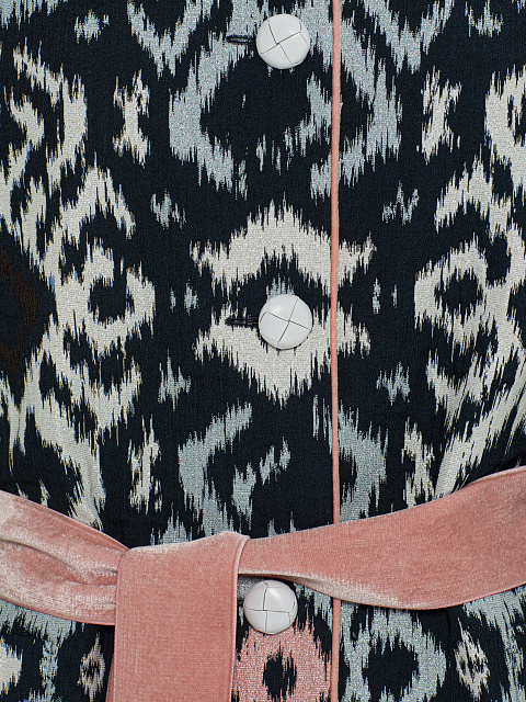 Жакет из темно-синего жаккарда с принтом икат, 4