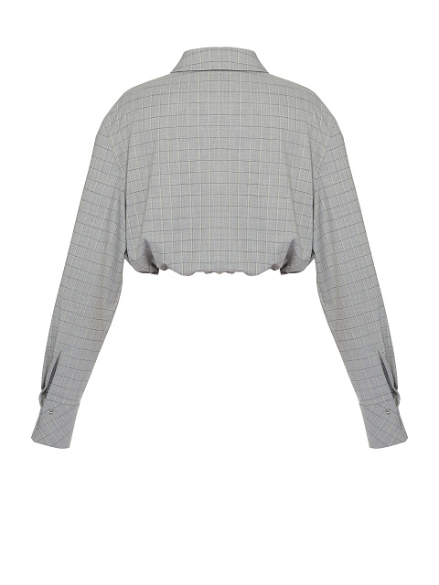 Светло-серая укороченная рубашка в клетку, 2