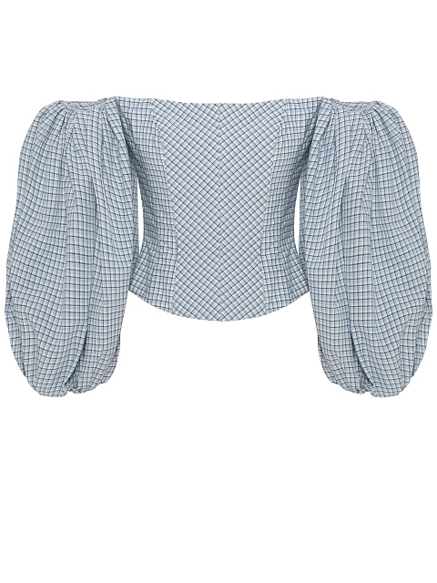 Бело-голубой топ в клетку из хлопка, 1 Бело-голубой топ в клетку из хлопка, 1