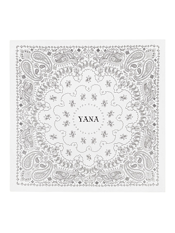 Большой белый шелковый платок с принтом, 1