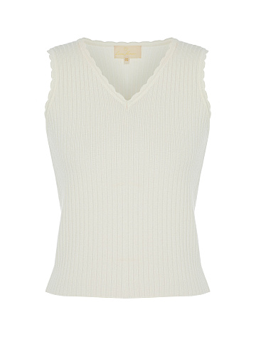 Молочный трикотажный топ-лапша, 1