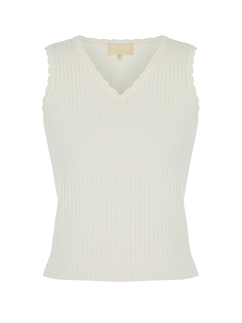 Молочный трикотажный топ-лапша, 1 Молочный трикотажный топ-лапша, 1