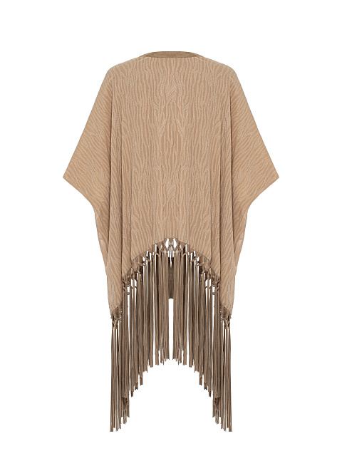 Бежевое пончо с бахромой из замши, 2 Бежевое пончо с бахромой из замши, 2