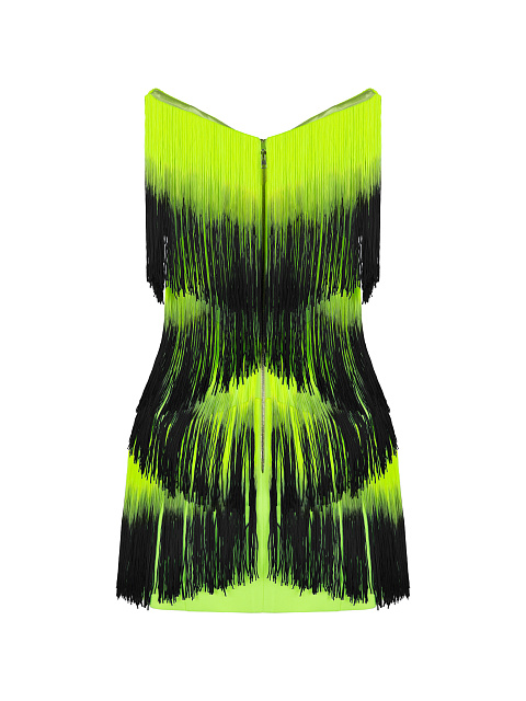 Желто-черное платье-мини с бахромой, 2 Желто-черное платье-мини с бахромой, 2