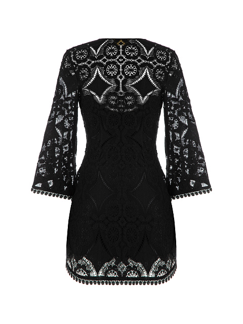 Черное платье-мини из кружева на запах, 2