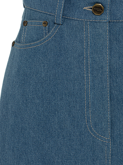 Синяя расклешенная юбка-макси из денима, 3