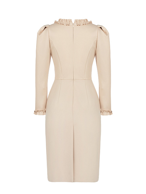 Бежевое платье-миди с рюшами, 2 Бежевое платье-миди с рюшами, 2