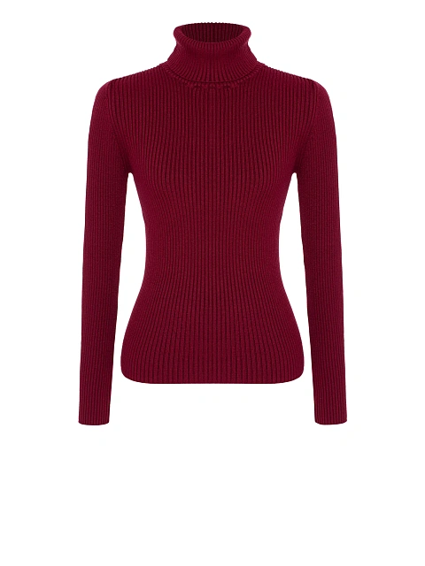 Темно-бордовая трикотажная водолазка в рубчик, 1 Темно-бордовая трикотажная водолазка в рубчик, 1