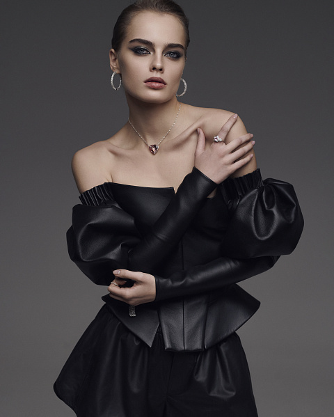 Черный кожаный топ с открытыми плечами, 4