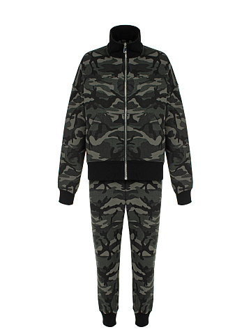 Cпортивный костюм черного цвета с камуфляжным принтом, 1