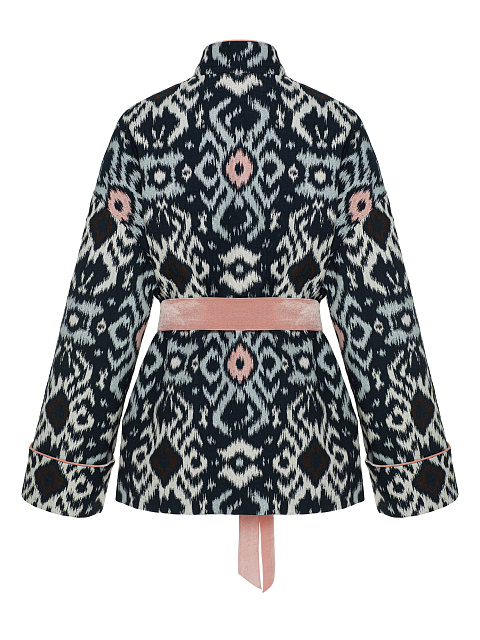 Жакет из темно-синего жаккарда с принтом икат, 3