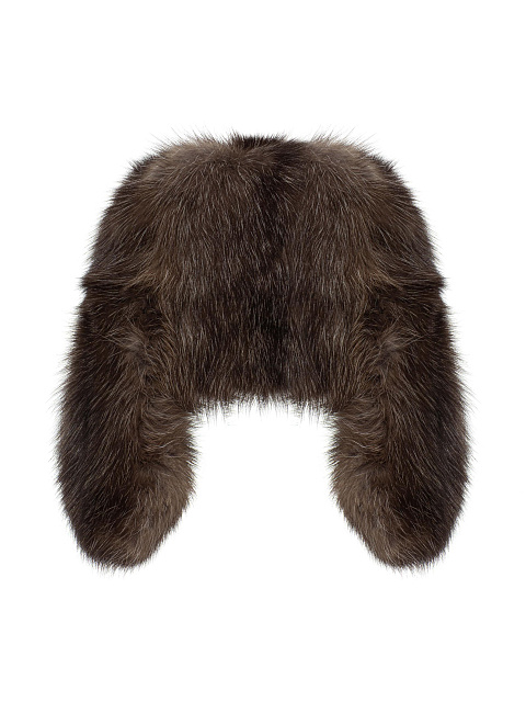 Светло-коричневая шапка-ушанка из меха соболя с сединой, 3 Светло-коричневая шапка-ушанка из меха соболя с сединой, 3