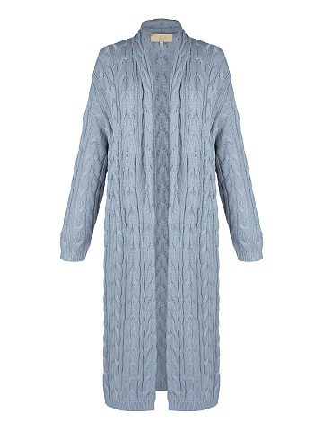 Голубой вязаный кардиган из тенсела и шелка, 1