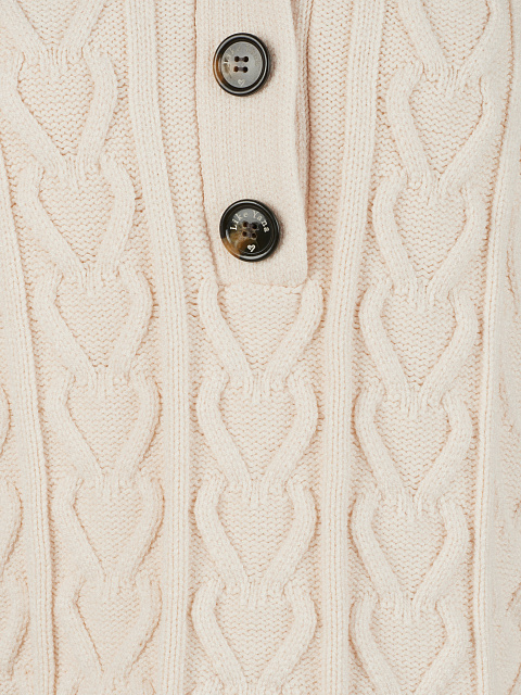 Бежевый вязаный комплект из пуловера и шорт, 3