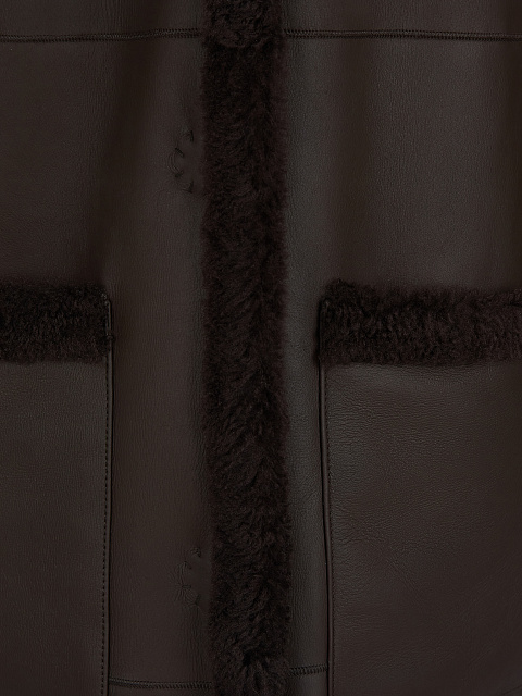 Длинная коричневая дубленка из овчины, 3