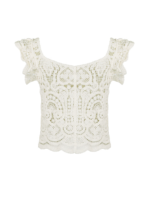 Белый кружевной топ на пуговицах, 2