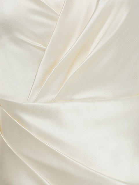 Белое платье-мини из шелка с открытыми плечами и вышивкой, 3