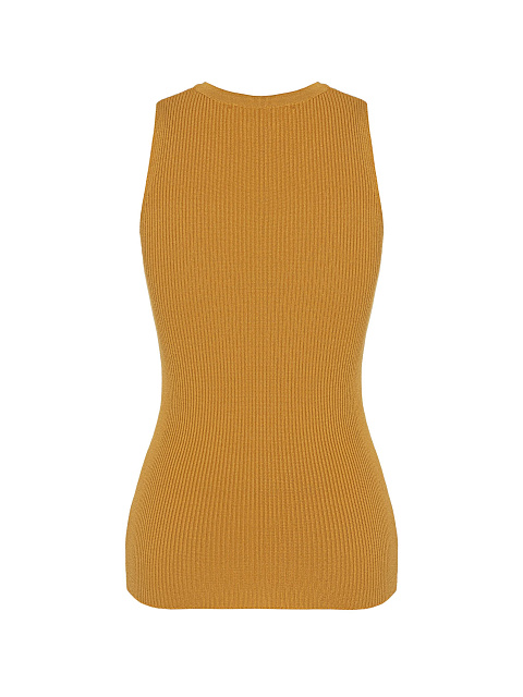 Горчичный топ-лапша с круглым вырезом из трикотажа, 2