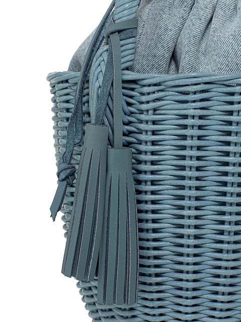 Голубая сумка-корзина с мешочком из денима, 3