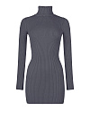 Платье вязаное мини графитового цвета с горлом