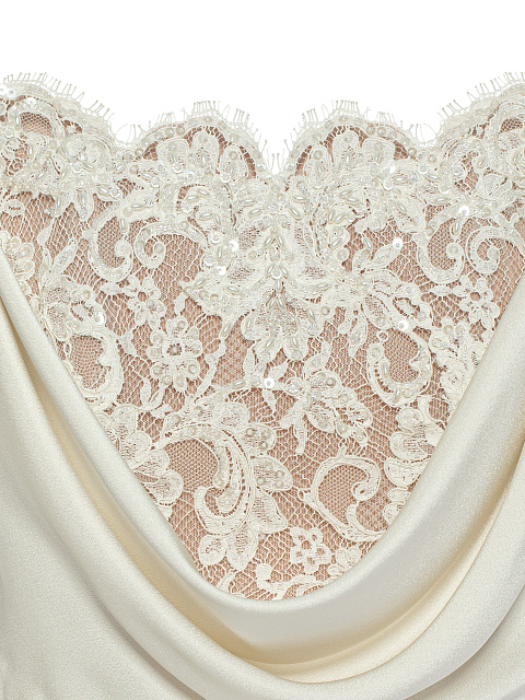 Белое платье-макси из шелка с кружевом, 3