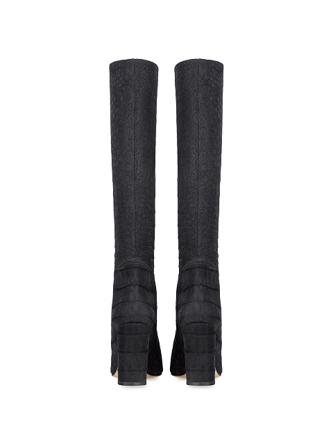 Черные сапоги из крокодиловой кожи на высоком каблуке, 3