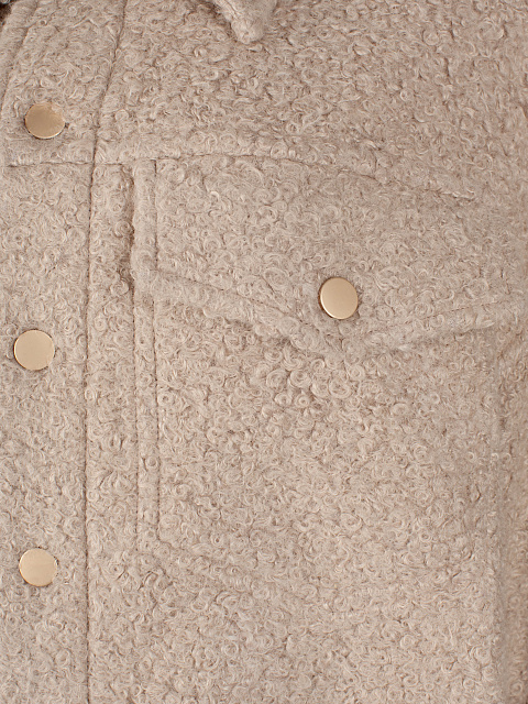 Бежевое пальто-рубашка из шерсти-букле, 3