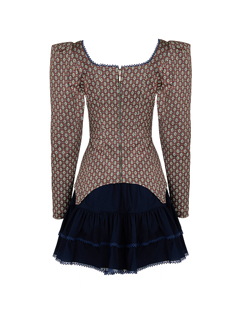 Бордово-синий комплект из топа и юбки, 3