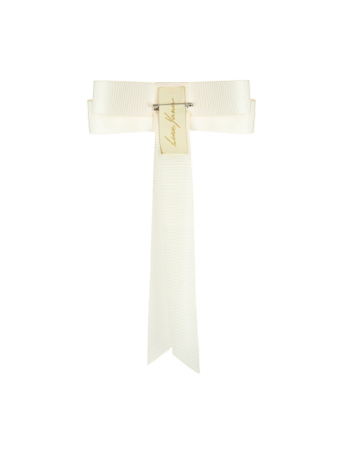 Молочная брошь из репсовой ленты в виде банта, 2